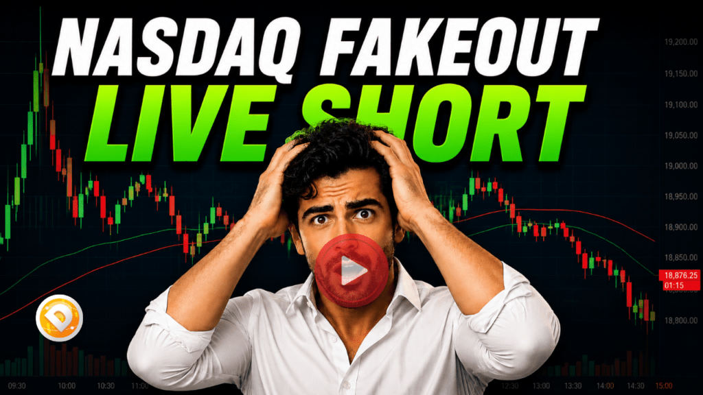 NASDAQ fakeout live short day trading setup using DayTradeToWin software