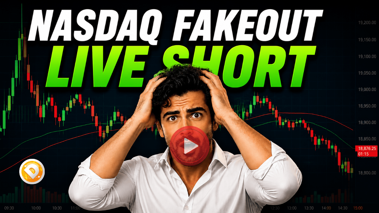 NASDAQ fakeout live short day trading setup using DayTradeToWin software