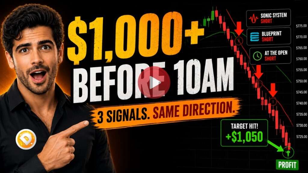 Simple $1,000+ trading day using multiple price action signals before 10AM with DayTradeToWin software