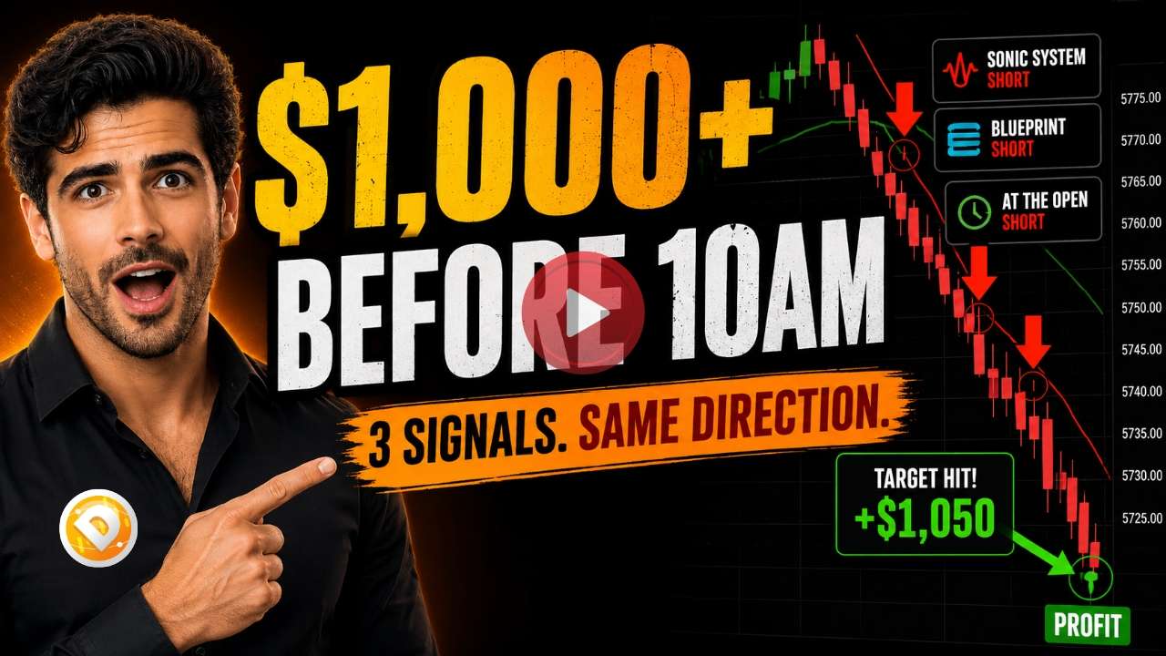 Simple $1,000+ trading day using multiple price action signals before 10AM with DayTradeToWin software