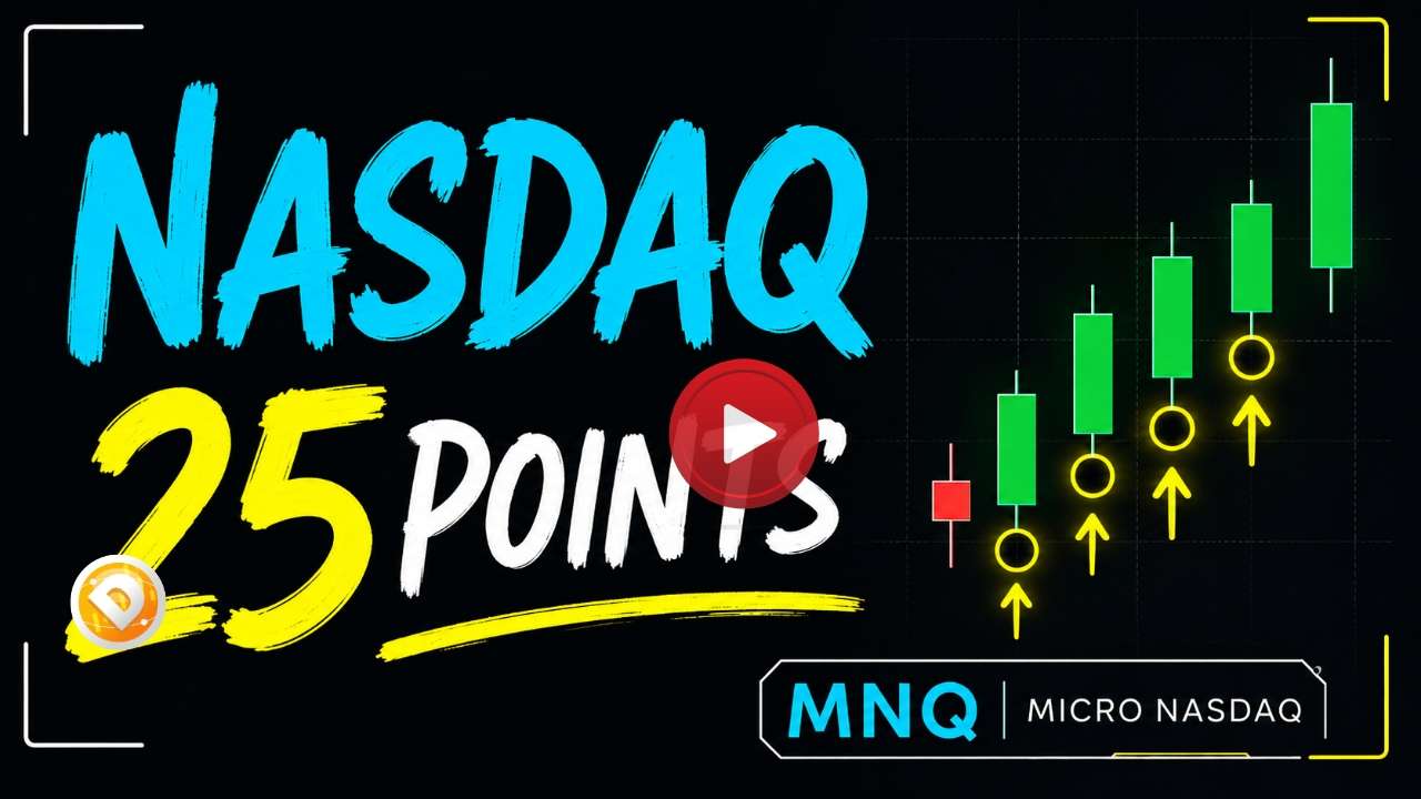 NASDAQ price action trading with 25-point MNQ targets and trade signals