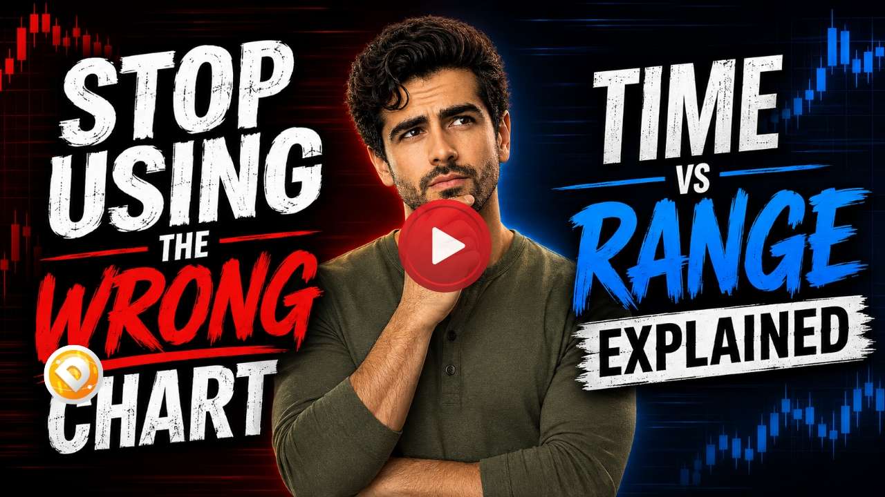 Time chart vs range chart comparison explaining 1-minute and range charts for day trading