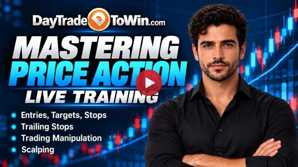 DayTradeToWin Mastering Price Action LIVE training with trading strategies for entries, stops, scalping, and market analysis.